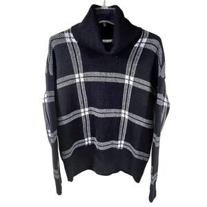 Design History Womens Plaid Sweater Cowl Neck Size M Pullover